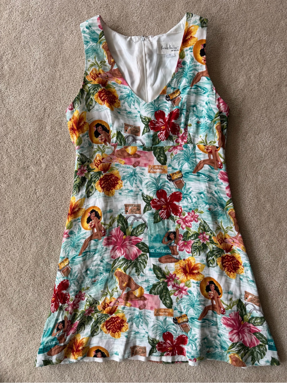 Nicole Miller Dress with Multicoloured Hawaiian scenes